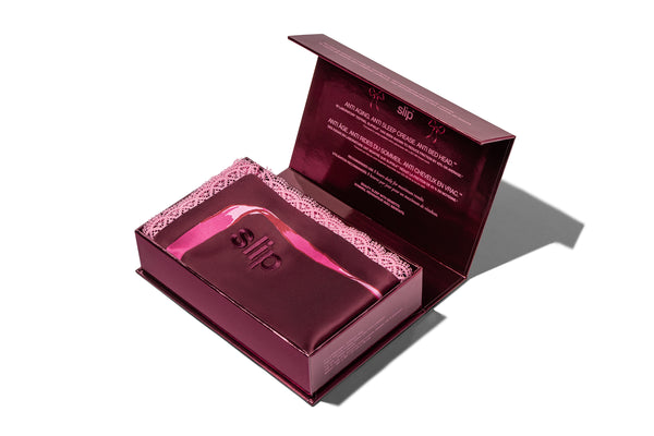 Crimson Kiss Queen Zippered Pillowcase with Lace Trim